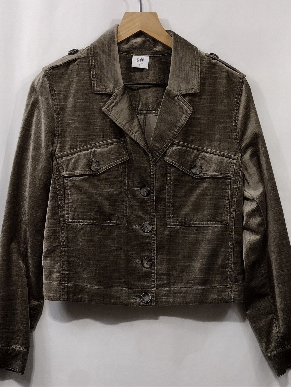 CABi Corduroy Utility Jacket Womens S Gray Boho Retro 90s Y2K Streetwear Cropped